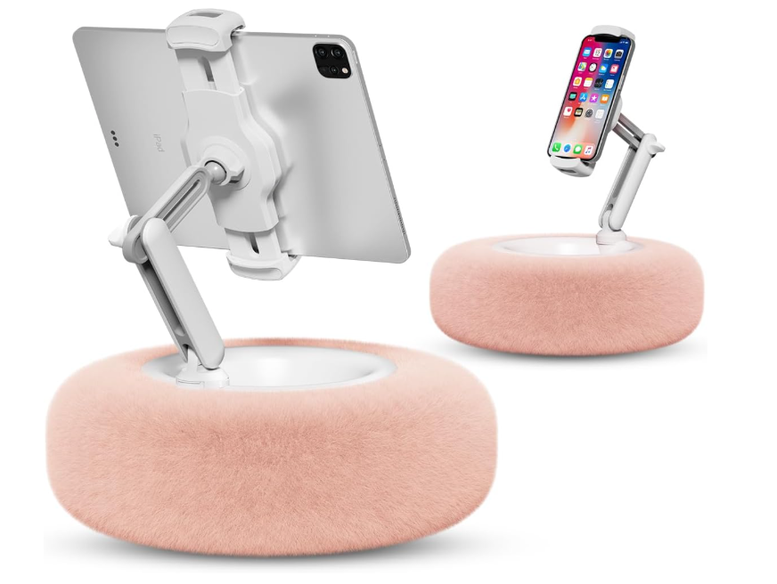 Pillow with tablet holder, compatible with phones/tablets from 4.7 to 13 inches